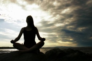 meditating silhouette