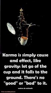 karma coffee cup falling